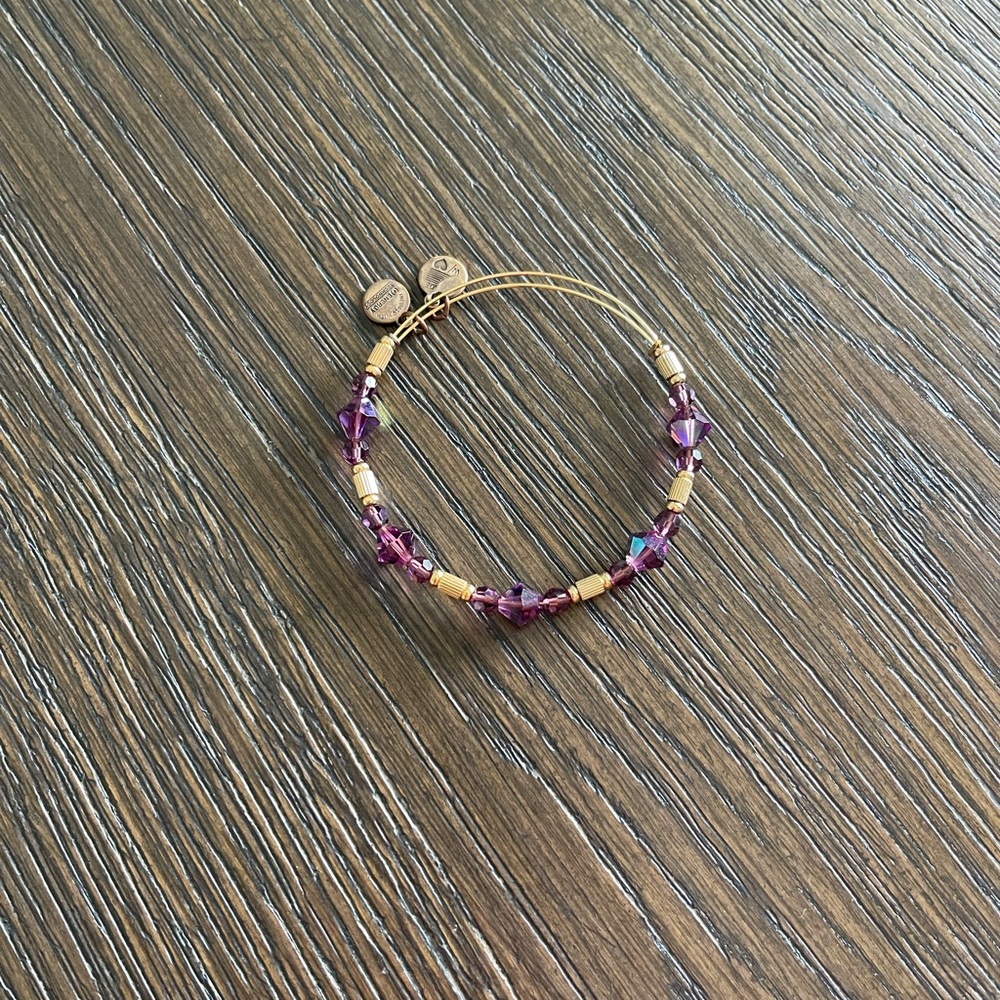 Alex and Ani Purple and Gold Minimalist Bracelet